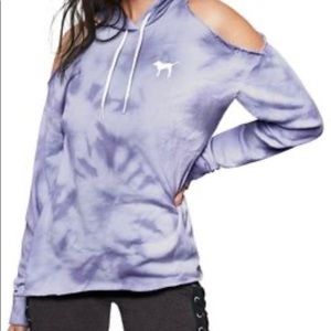 Vs pink tie dye cold shoulder hoodie